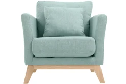 Miliboo Fauteuil Design|Voir Tous Les Fauteuils-Fauteuil scandinave déhoussable en tissu vert lagon et bois clair OSLO