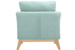 Miliboo Fauteuil Design|Voir Tous Les Fauteuils-Fauteuil scandinave déhoussable en tissu vert lagon et bois clair OSLO