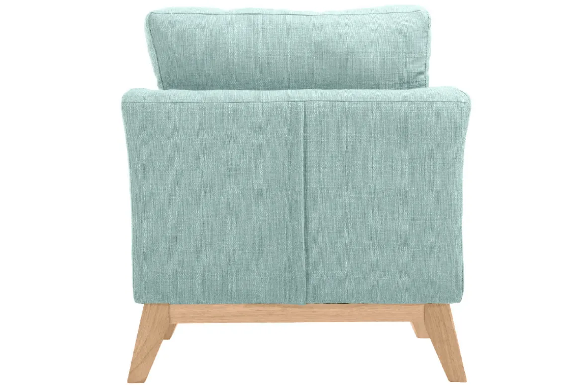 Miliboo Fauteuil Design|Voir Tous Les Fauteuils-Fauteuil scandinave déhoussable en tissu vert lagon et bois clair OSLO