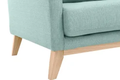 Miliboo Fauteuil Design|Voir Tous Les Fauteuils-Fauteuil scandinave déhoussable en tissu vert lagon et bois clair OSLO