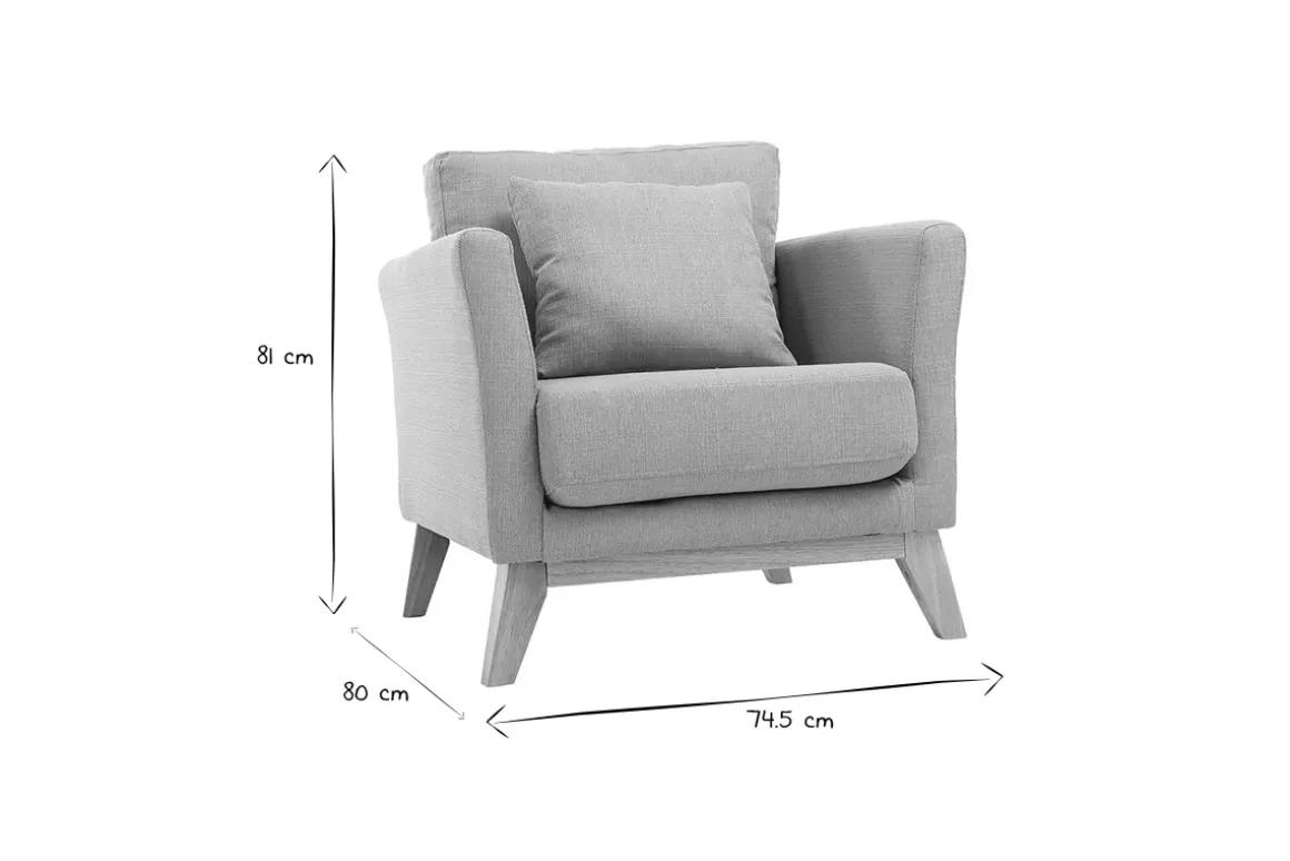 Miliboo Fauteuil Design|Voir Tous Les Fauteuils-Fauteuil scandinave déhoussable en tissu vert lagon et bois clair OSLO