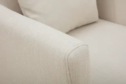 Miliboo Fauteuil Design|Voir Tous Les Fauteuils-Fauteuil scandinave déhoussable en tissu beige et bois clair OSLO