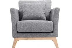 Miliboo Fauteuil Design|Voir Tous Les Fauteuils-Fauteuil scandinave déhoussable en tissu gris clair et bois clair OSLO