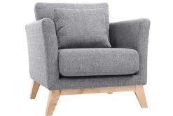 Miliboo Fauteuil Design|Voir Tous Les Fauteuils-Fauteuil scandinave déhoussable en tissu gris clair et bois clair OSLO