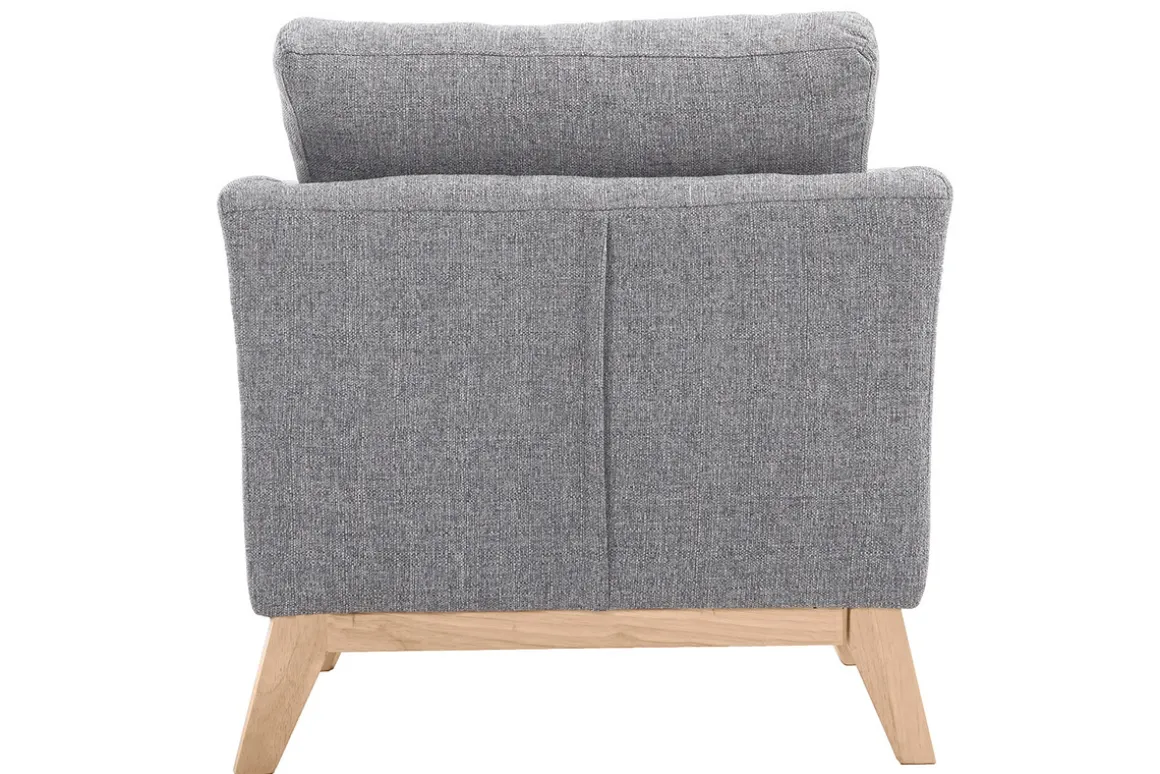 Miliboo Fauteuil Design|Voir Tous Les Fauteuils-Fauteuil scandinave déhoussable en tissu gris clair et bois clair OSLO