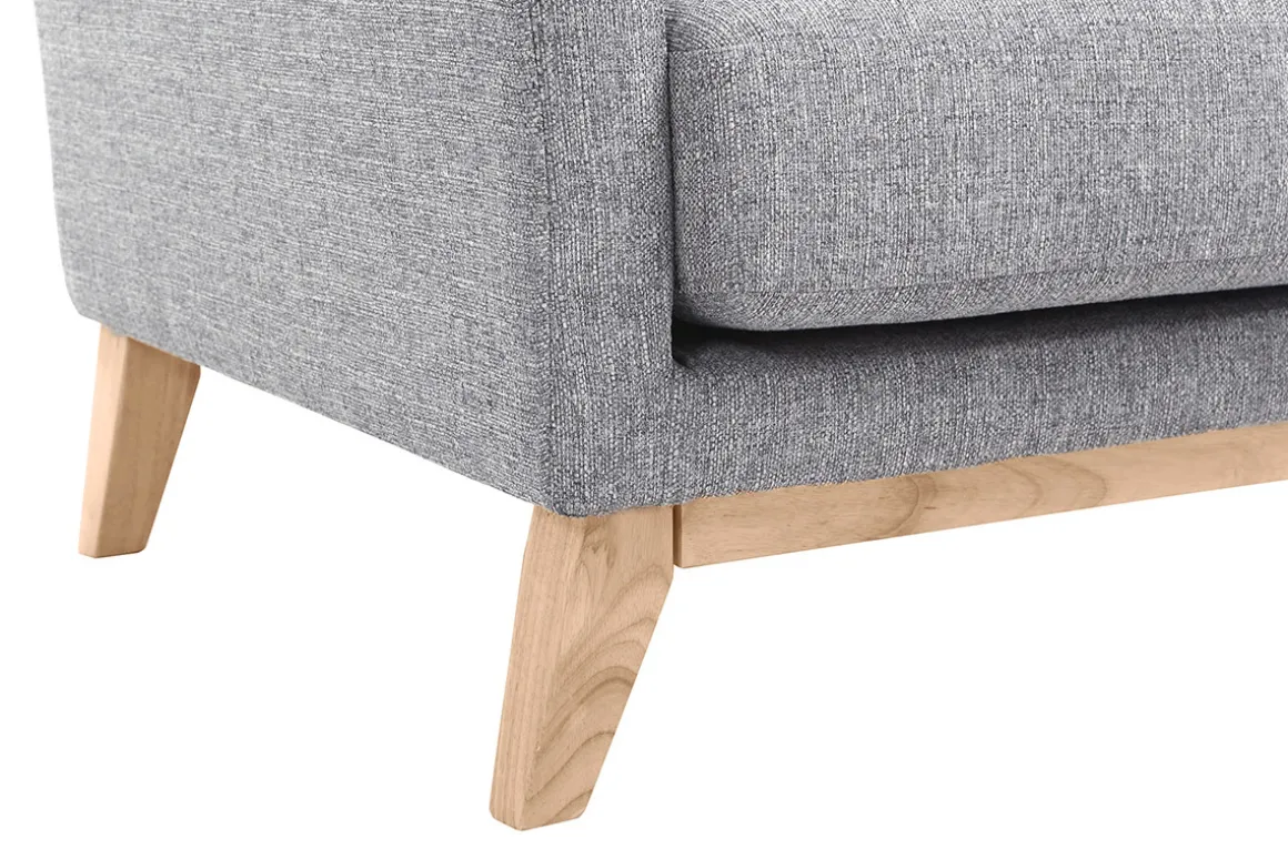 Miliboo Fauteuil Design|Voir Tous Les Fauteuils-Fauteuil scandinave déhoussable en tissu gris clair et bois clair OSLO