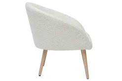 Miliboo Fauteuil Design|Voir Tous Les Fauteuils-Fauteuil scandinave en tissu effet laine bouclée blanc cassé et bois clair OLIVIA