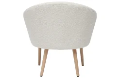 Miliboo Fauteuil Design|Voir Tous Les Fauteuils-Fauteuil scandinave en tissu effet laine bouclée blanc cassé et bois clair OLIVIA