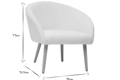 Miliboo Fauteuil Design|Voir Tous Les Fauteuils-Fauteuil scandinave en tissu effet laine bouclée blanc cassé et bois clair OLIVIA