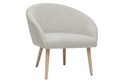 Miliboo Fauteuil Design|Voir Tous Les Fauteuils-Fauteuil scandinave en tissu effet velours texturé beige et bois clair OLIVIA