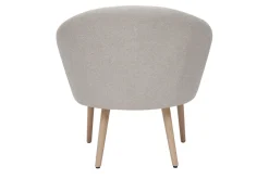 Miliboo Fauteuil Design|Voir Tous Les Fauteuils-Fauteuil scandinave en tissu effet velours texturé beige et bois clair OLIVIA