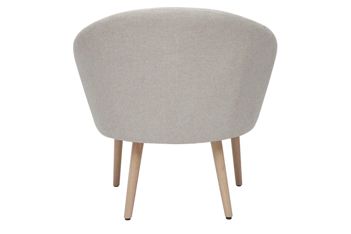 Miliboo Fauteuil Design|Voir Tous Les Fauteuils-Fauteuil scandinave en tissu effet velours texturé beige et bois clair OLIVIA