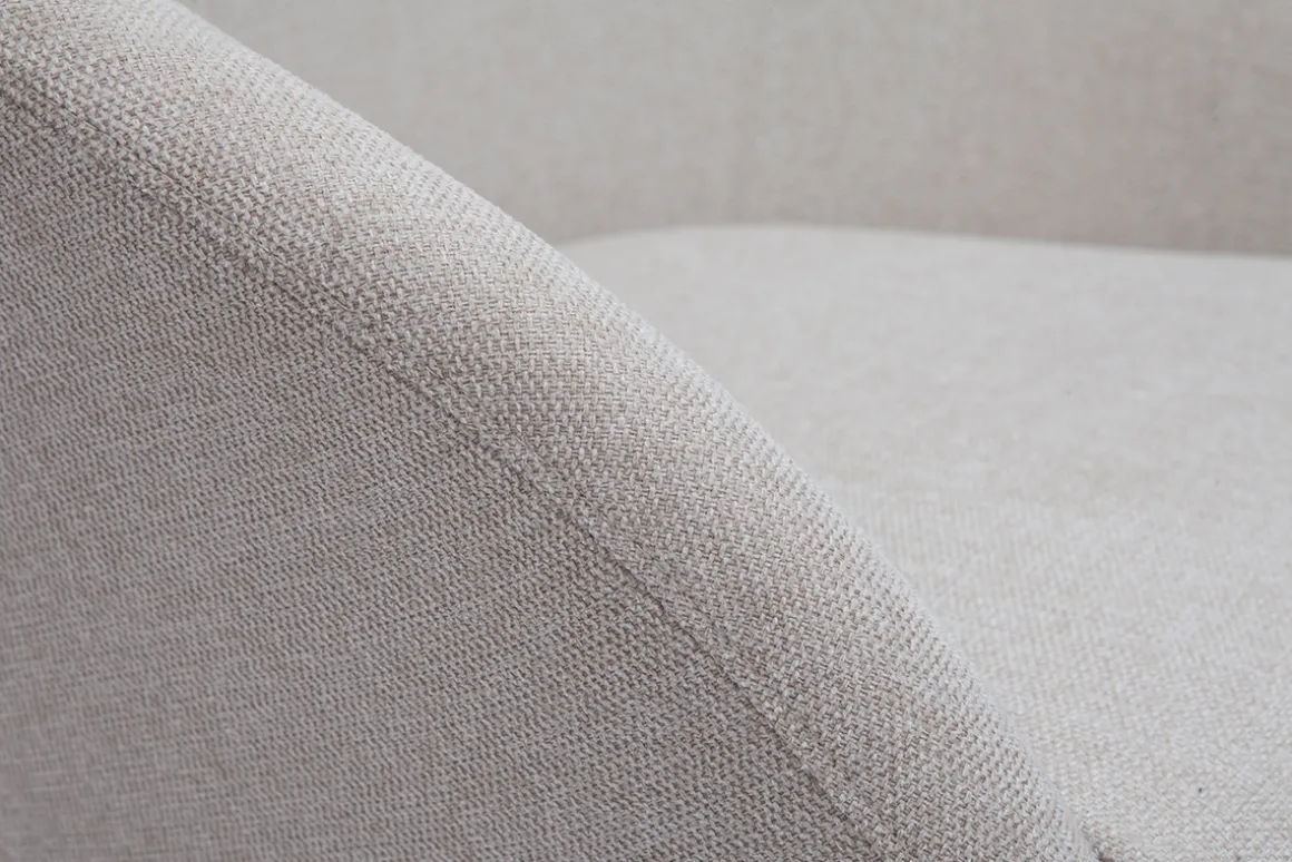 Miliboo Fauteuil Design|Voir Tous Les Fauteuils-Fauteuil scandinave en tissu effet velours texturé beige et bois clair OLIVIA