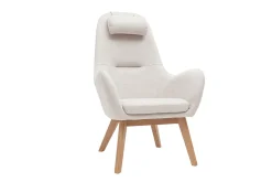 Miliboo Fauteuil Design|Voir Tous Les Fauteuils-Fauteuil scandinave en tissu beige et bois clair MANIA
