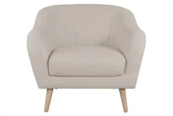 Miliboo Fauteuil Design|Voir Tous Les Fauteuils-Fauteuil scandinave en tissu beige et bois clair ISIS