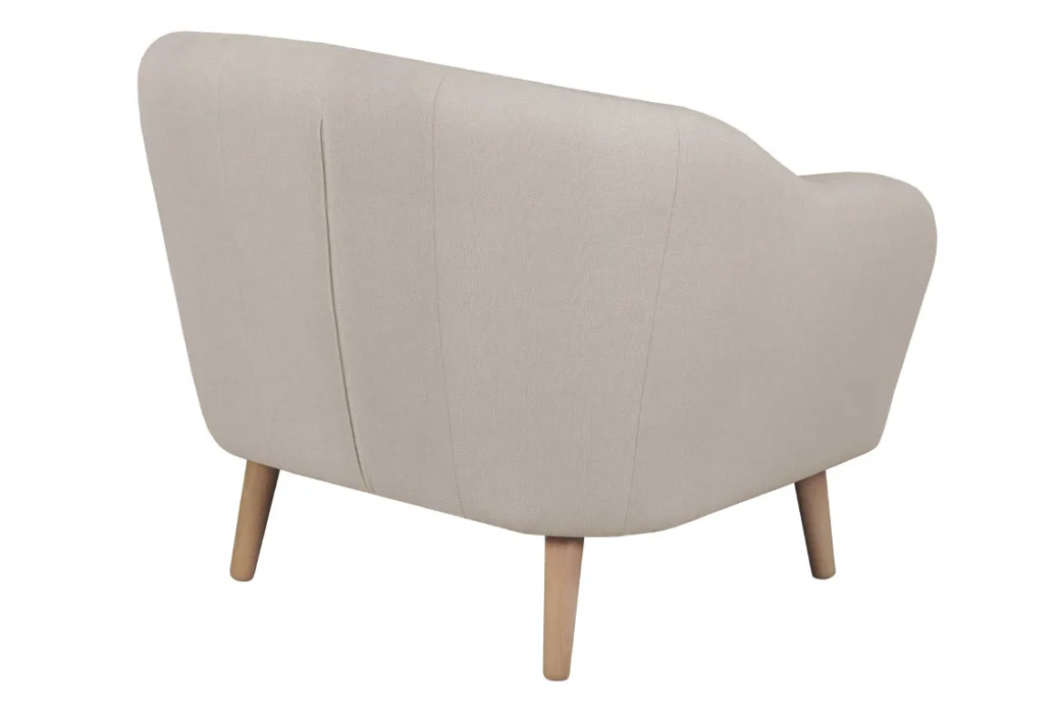 Miliboo Fauteuil Design|Voir Tous Les Fauteuils-Fauteuil scandinave en tissu beige et bois clair ISIS