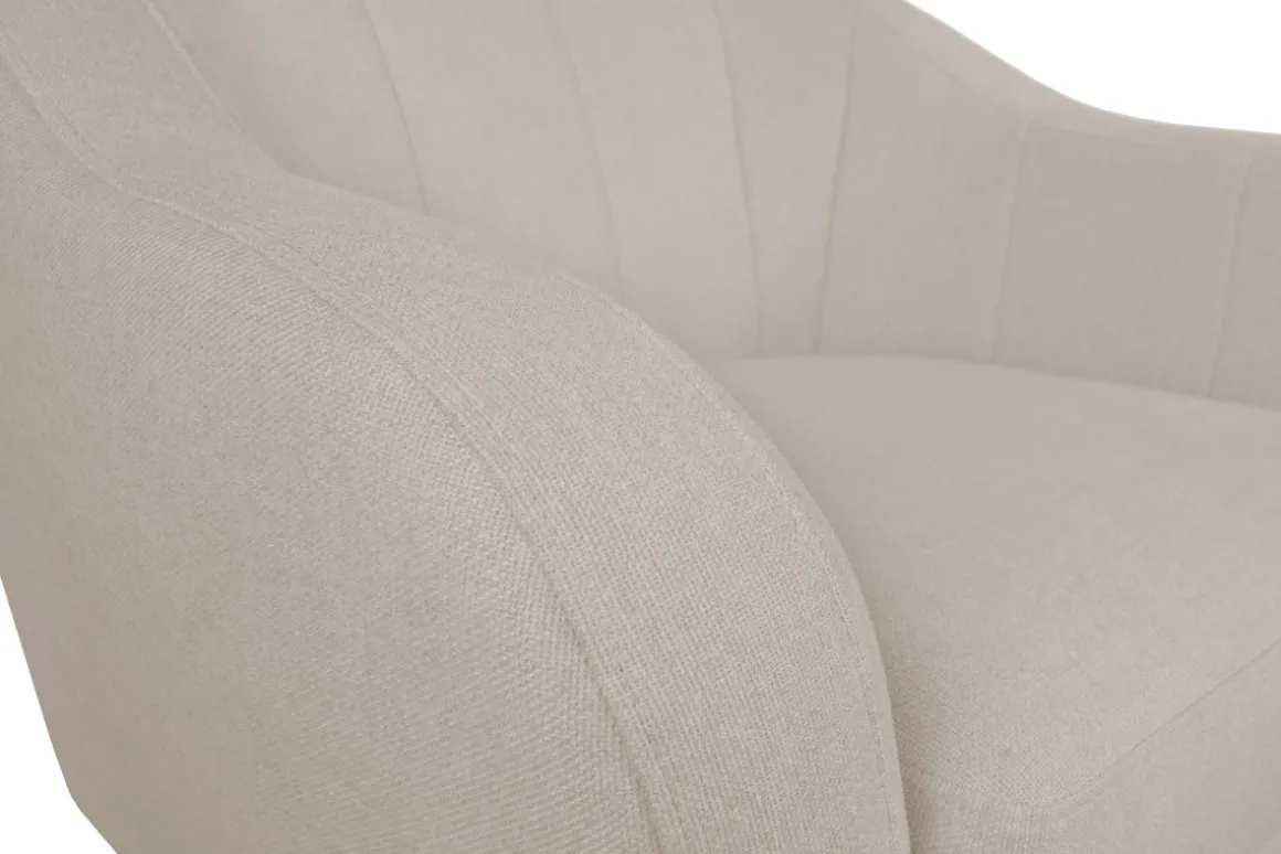 Miliboo Fauteuil Design|Voir Tous Les Fauteuils-Fauteuil scandinave en tissu beige et bois clair ISIS