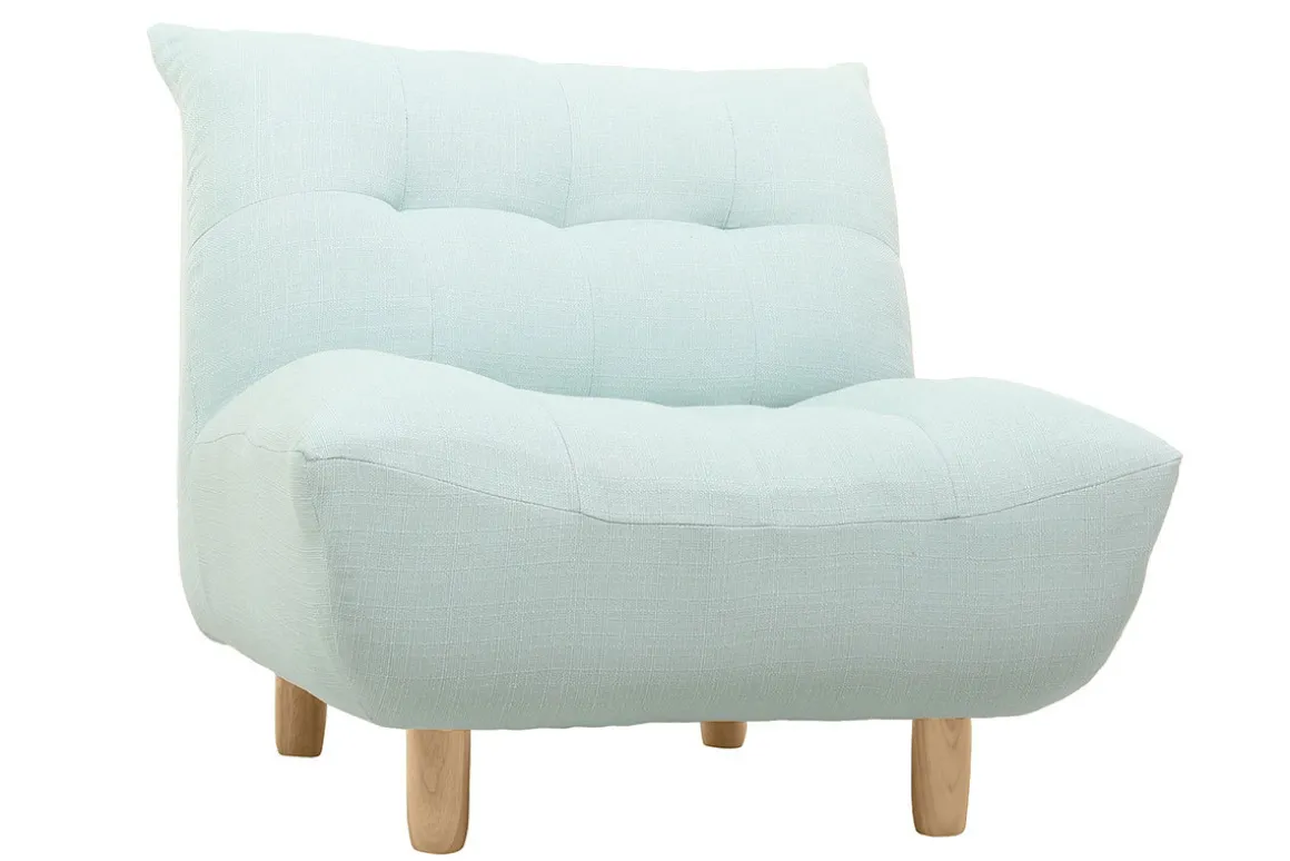 Miliboo Fauteuil Design|Voir Tous Les Fauteuils-Fauteuil scandinave en tissu menthe à l'eau et bois clair YUMI