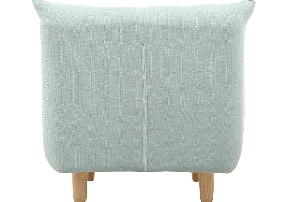Miliboo Fauteuil Design|Voir Tous Les Fauteuils-Fauteuil scandinave en tissu menthe à l'eau et bois clair YUMI