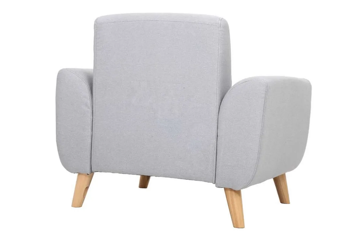 Miliboo Fauteuil Design|Voir Tous Les Fauteuils-Fauteuil scandinave en tissu gris clair et bois clair EKTOR