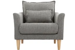 Miliboo Fauteuil Design|Voir Tous Les Fauteuils-Fauteuil scandinave en tissu gris et bois clair KATE