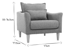 Miliboo Fauteuil Design|Voir Tous Les Fauteuils-Fauteuil scandinave en tissu gris et bois clair KATE