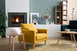 Miliboo Fauteuil Design|Voir Tous Les Fauteuils-Fauteuil scandinave en tissu gris et bois clair KATE