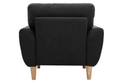 Miliboo Fauteuil Design|Voir Tous Les Fauteuils-Fauteuil scandinave en tissu gris anthracite et bois clair ALICE