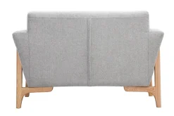Miliboo Fauteuil Design|Voir Tous Les Fauteuils-Fauteuil scandinave en tissu effet velours texturé gris clair et bois clair ASAKO