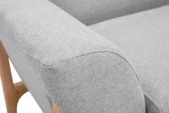 Miliboo Fauteuil Design|Voir Tous Les Fauteuils-Fauteuil scandinave en tissu effet velours texturé gris clair et bois clair ASAKO