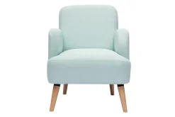 Miliboo Fauteuil Design|Voir Tous Les Fauteuils-Fauteuil scandinave en tissu menthe à l'eau et bois clair ISKO