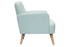 Miliboo Fauteuil Design|Voir Tous Les Fauteuils-Fauteuil scandinave en tissu menthe à l'eau et bois clair ISKO
