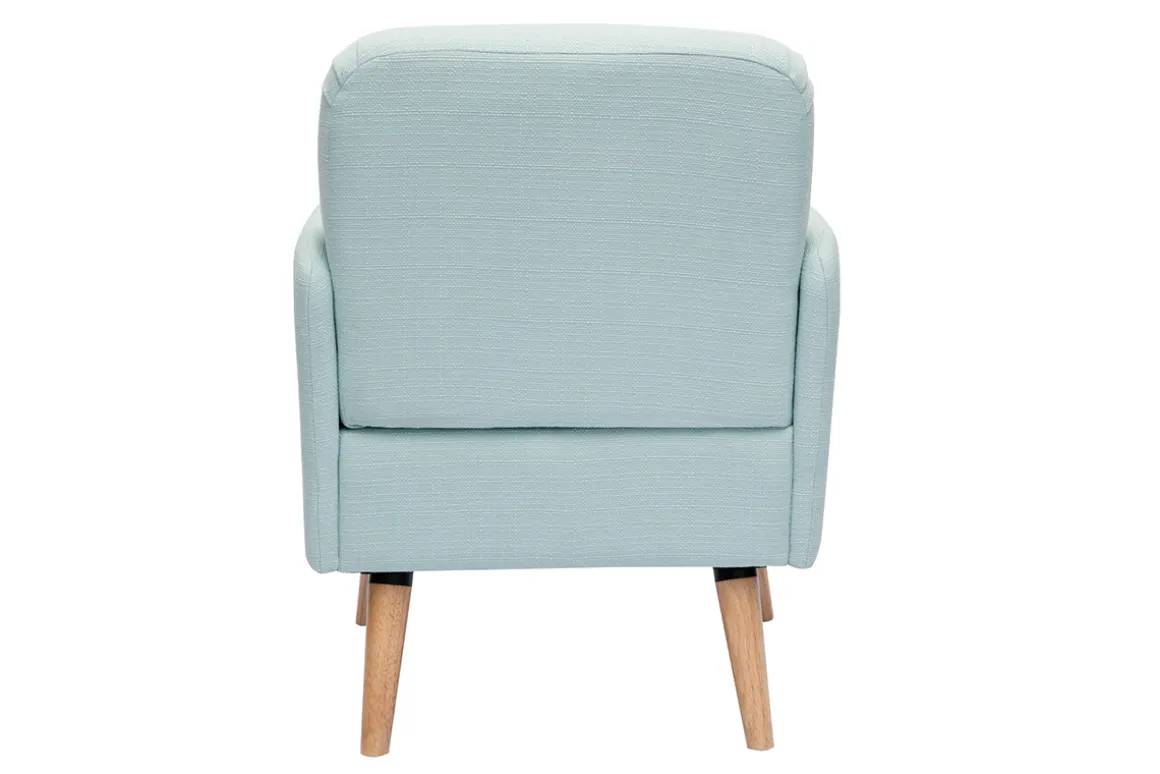 Miliboo Fauteuil Design|Voir Tous Les Fauteuils-Fauteuil scandinave en tissu menthe à l'eau et bois clair ISKO