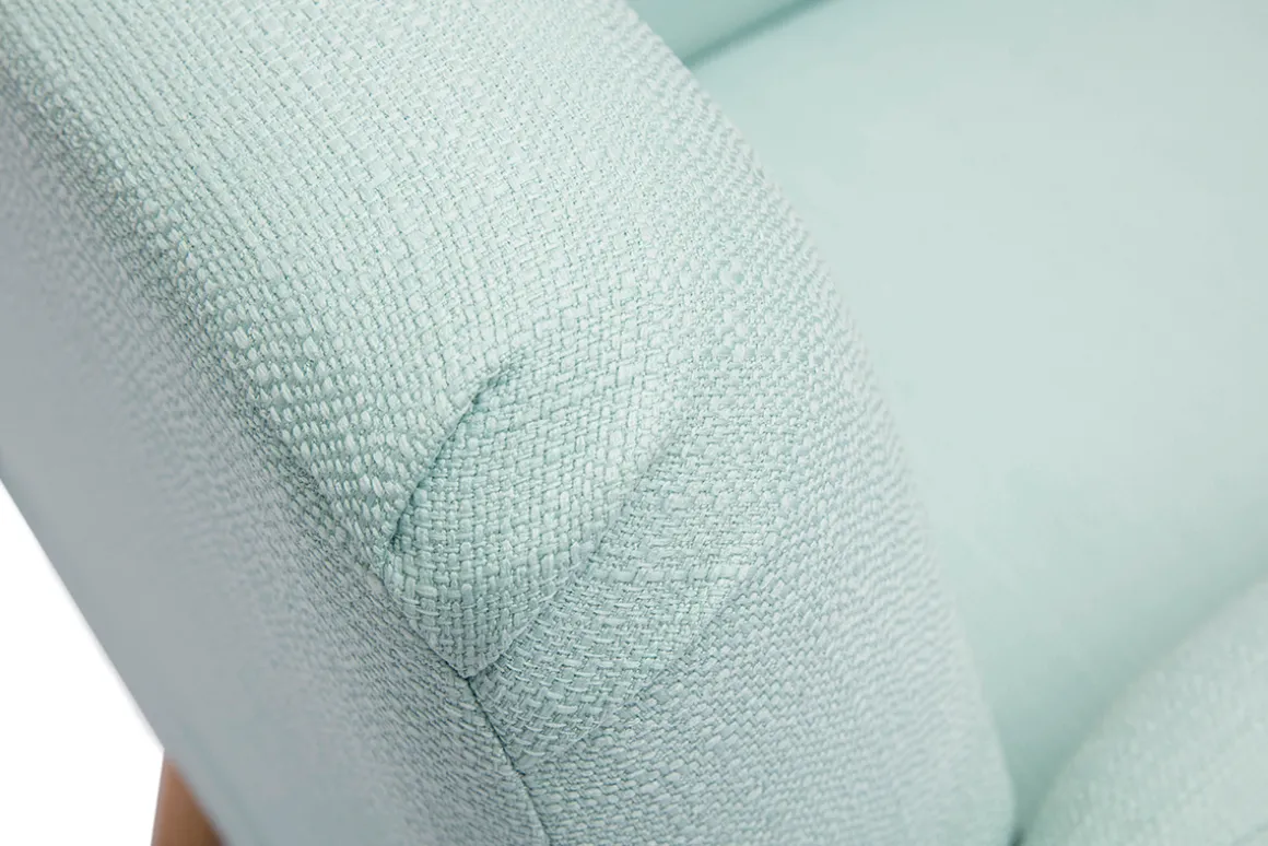 Miliboo Fauteuil Design|Voir Tous Les Fauteuils-Fauteuil scandinave en tissu menthe à l'eau et bois clair ISKO