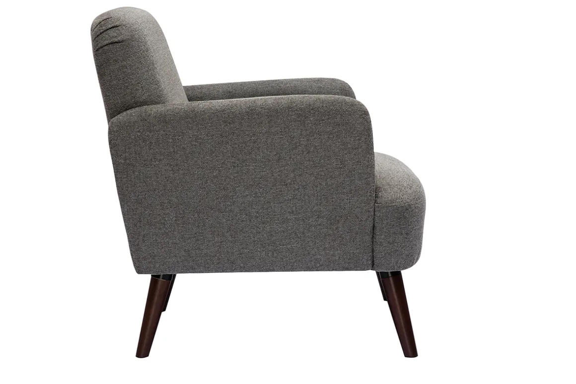 Miliboo Fauteuil Design|Voir Tous Les Fauteuils-Fauteuil scandinave en tissu effet velours texturé gris et bois foncé ISKO