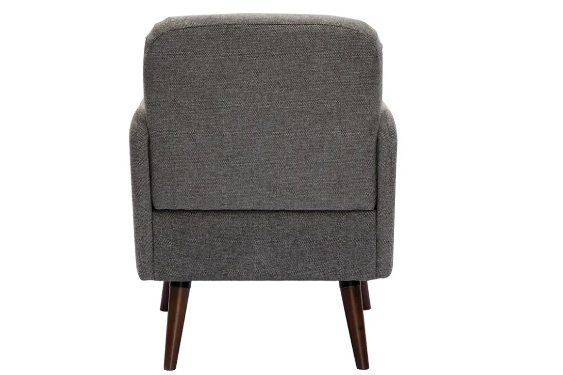 Miliboo Fauteuil Design|Voir Tous Les Fauteuils-Fauteuil scandinave en tissu effet velours texturé gris et bois foncé ISKO