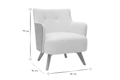 Miliboo Fauteuil Design|Voir Tous Les Fauteuils-Fauteuil scandinave en tissu effet laine bouclée blanc cassé et bois clair VALMY