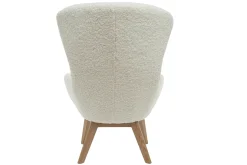 Miliboo Fauteuil Design|Voir Tous Les Fauteuils-Fauteuil scandinave en tissu effet peau de mouton blanc et bois clair ESKUA