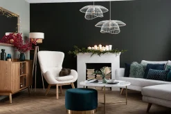 Miliboo Fauteuil Design|Voir Tous Les Fauteuils-Fauteuil scandinave en tissu effet peau de mouton blanc et bois clair ESKUA