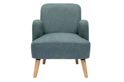Miliboo Fauteuil Design|Voir Tous Les Fauteuils-Fauteuil scandinave en tissu vert de gris et bois clair ISKO