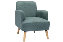 Miliboo Fauteuil Design|Voir Tous Les Fauteuils-Fauteuil scandinave en tissu vert de gris et bois clair ISKO