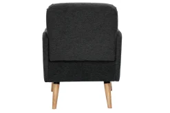 Miliboo Fauteuil Design|Voir Tous Les Fauteuils-Fauteuil scandinave en tissu effet velours texturé gris foncé et bois clair ISKO