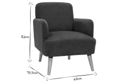 Miliboo Fauteuil Design|Voir Tous Les Fauteuils-Fauteuil scandinave en tissu effet velours texturé gris foncé et bois clair ISKO