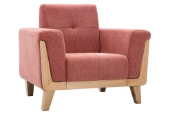 Miliboo Fauteuil Design|Voir Tous Les Fauteuils-Fauteuil scandinave en tissu terracotta et bois clair FJORD