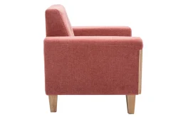 Miliboo Fauteuil Design|Voir Tous Les Fauteuils-Fauteuil scandinave en tissu terracotta et bois clair FJORD