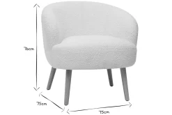 Miliboo Fauteuil Design|Voir Tous Les Fauteuils-Fauteuil scandinave en tissu effet laine bouclée blanc cassé et bois clair MAGGIE