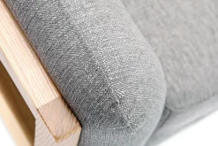 Miliboo Fauteuil Design|Voir Tous Les Fauteuils-Fauteuil scandinave en tissu gris et bois clair massif YOKO