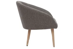 Miliboo Fauteuil Design|Voir Tous Les Fauteuils-Fauteuil scandinave en tissu effet velours texturé gris et bois clair OLIVIA
