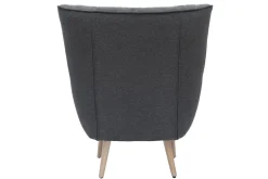 Miliboo Fauteuil Design|Voir Tous Les Fauteuils-Fauteuil scandinave en tissu effet velours texturé gris foncé et bois clair AVERY