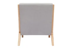 Miliboo Fauteuil Design|Voir Tous Les Fauteuils-Fauteuil scandinave en tissu effet velours gris clair et bois clair massif DERRY